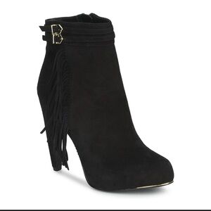 Sam Edelman Keegan Black Suede Fringe Booties